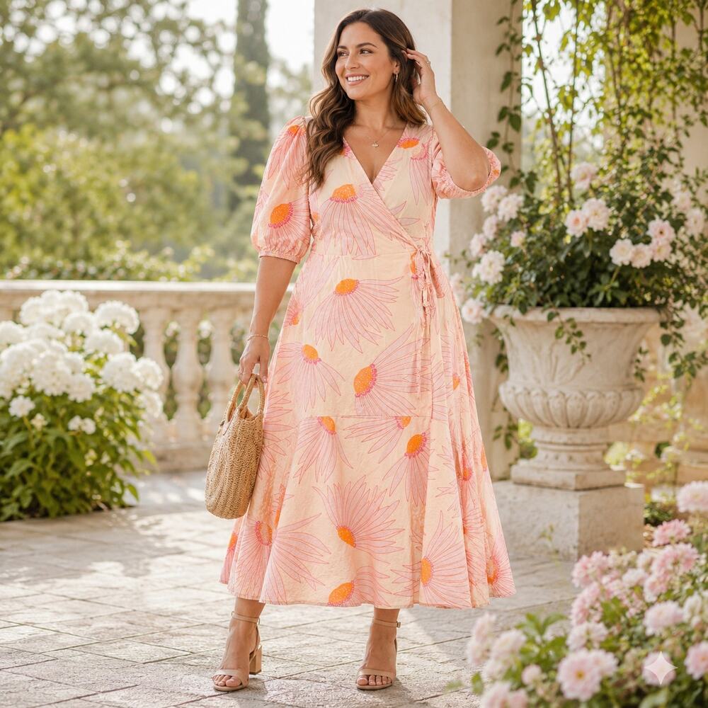 Kate Spade Falling Flower Wrap Midi 14 Feminine Resort Floral